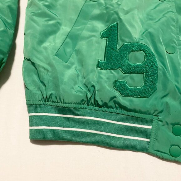 H&M Divided College Varsity Jacket Green White Sunset Valley Mustang Mens XS - Picture 8 of 16